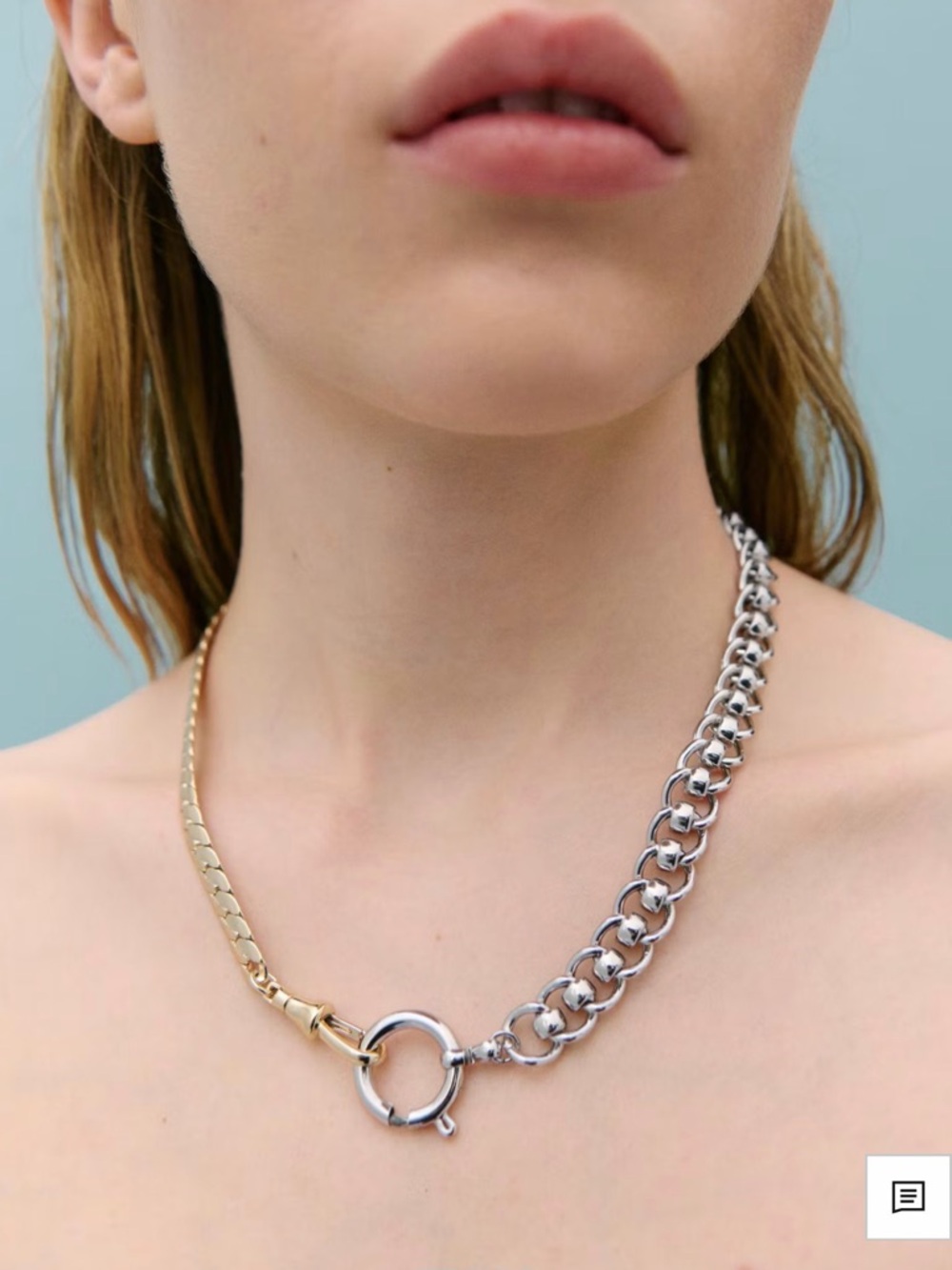 Mango Two-Tone Gold & Silver Mixed Chain Necklace